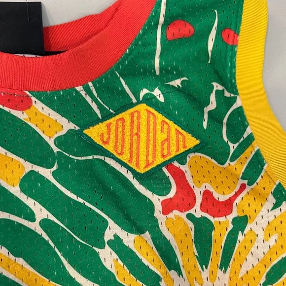 Nike Men's Multicolor Graphic Basketball Jersey - Green/Yellow/Red/White - Picture 2 of 6